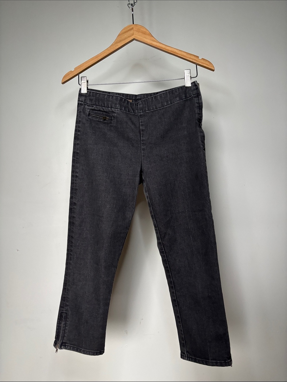 Vintage Y2K Black Ankle Zip Stretch Capri Jeans Size 8